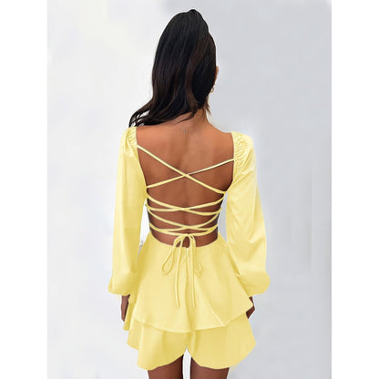 Elisa Zomerjumpsuit Dames – Backless Design met Mouwen