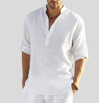 Variant image for Lichtgewicht Heren Shirt - Ademend Henley Met Bandkraag, Korte Mouwen voor Lente en Zomer-1