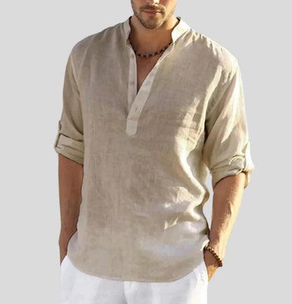 Variant image for Lichtgewicht Heren Shirt - Ademend Henley Met Bandkraag, Korte Mouwen voor Lente en Zomer-7