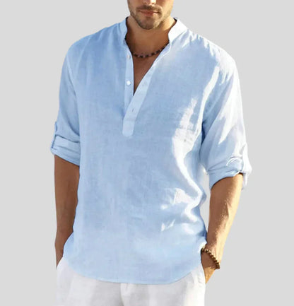 Variant image for Lichtgewicht Heren Shirt - Ademend Henley Met Bandkraag, Korte Mouwen voor Lente en Zomer-13