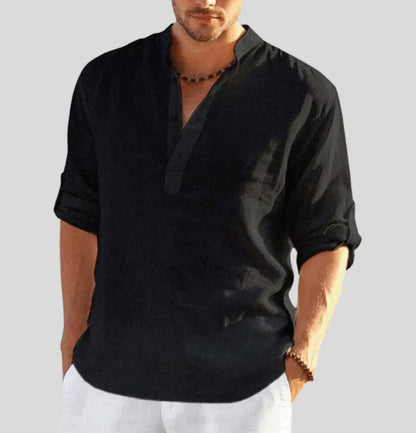 Variant image for Lichtgewicht Heren Shirt - Ademend Henley Met Bandkraag, Korte Mouwen voor Lente en Zomer-19