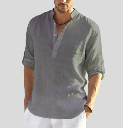 Variant image for Lichtgewicht Heren Shirt - Ademend Henley Met Bandkraag, Korte Mouwen voor Lente en Zomer-25