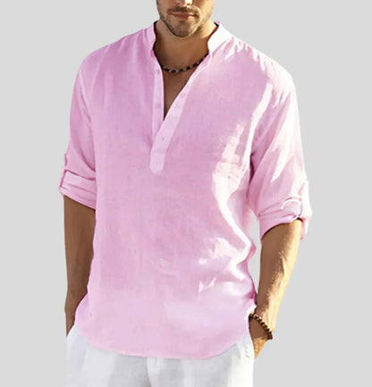Variant image for Lichtgewicht Heren Shirt - Ademend Henley Met Bandkraag, Korte Mouwen voor Lente en Zomer-37