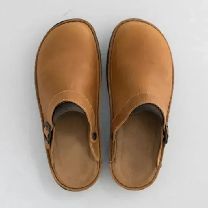 Heren Pantoffels Bruin Maat 42 Leer Orthopedisch Sloffen 3