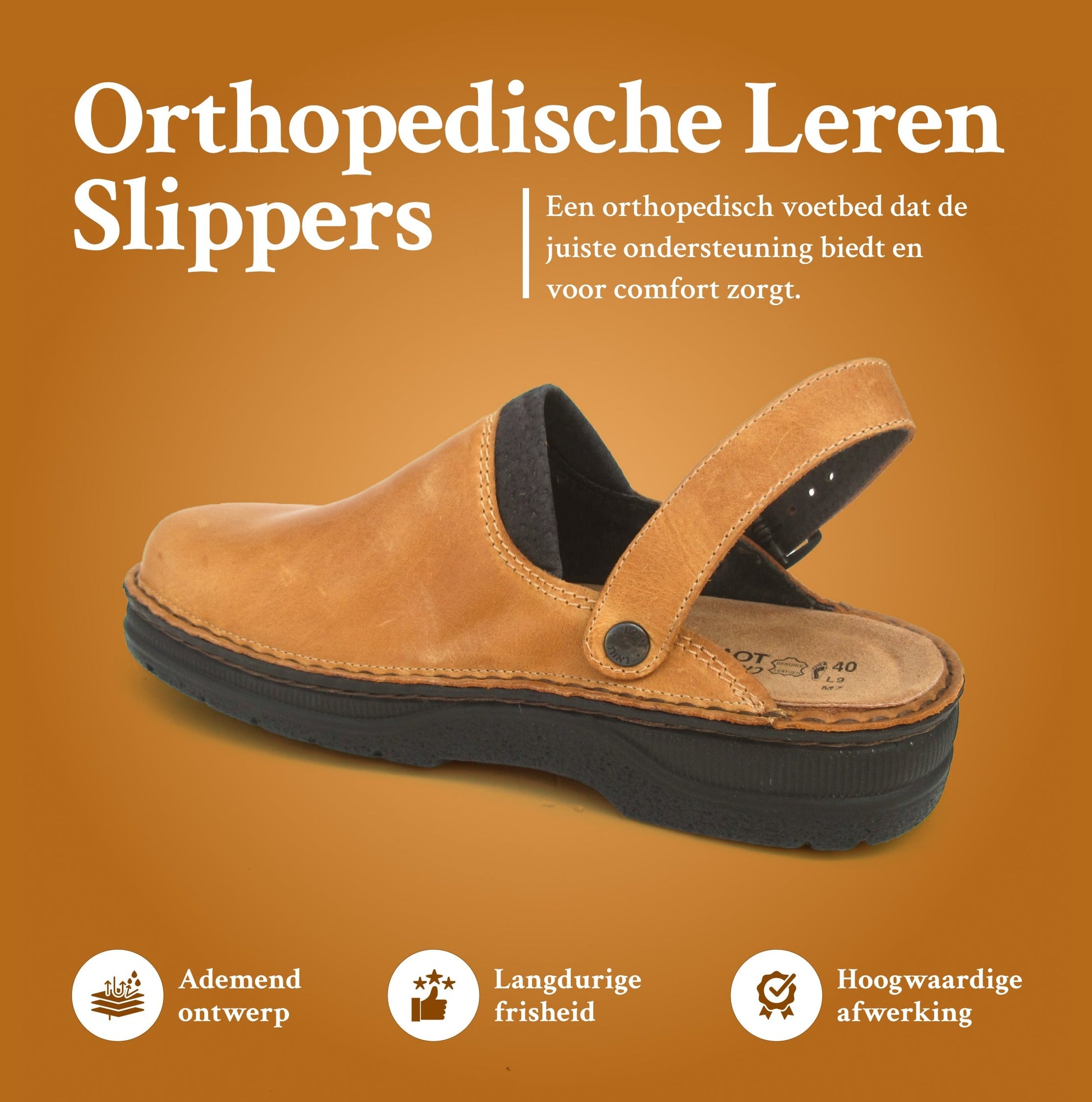 Heren Pantoffels Bruin Maat 42 Leer Orthopedisch Sloffen 6