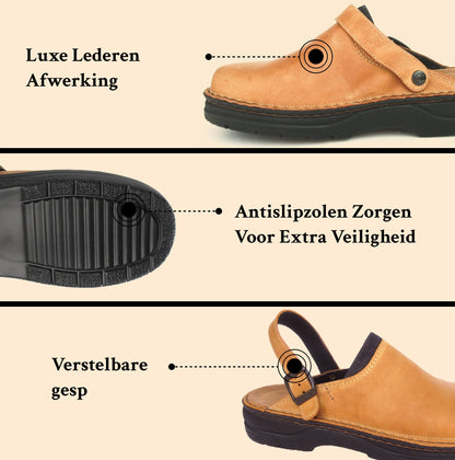 Heren Pantoffels Bruin Maat 42 Leer Orthopedisch Sloffen 7