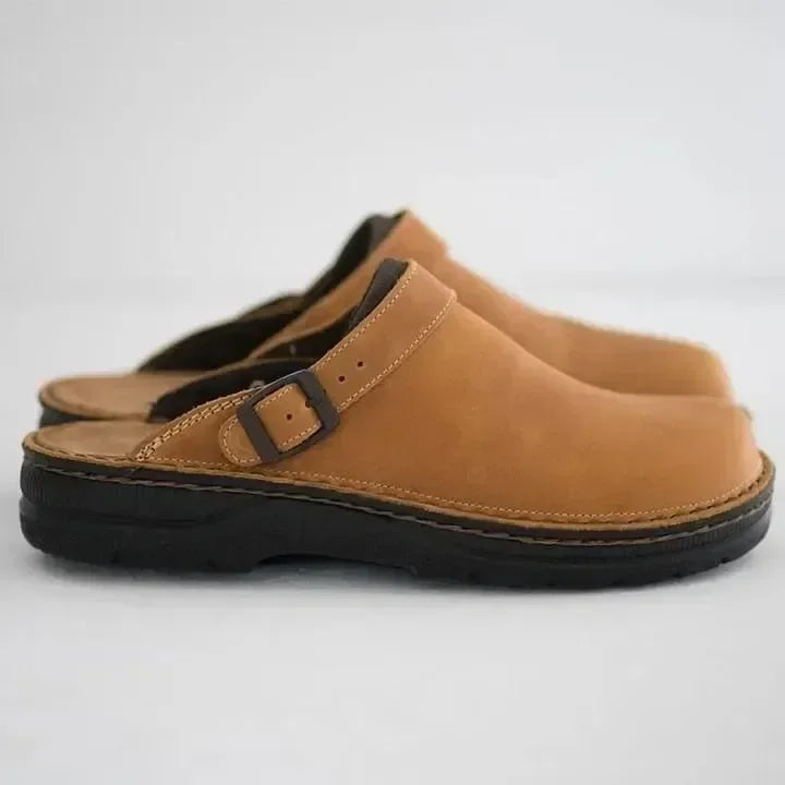 Heren Pantoffels Bruin Maat 42 Leer Orthopedisch Sloffen 8