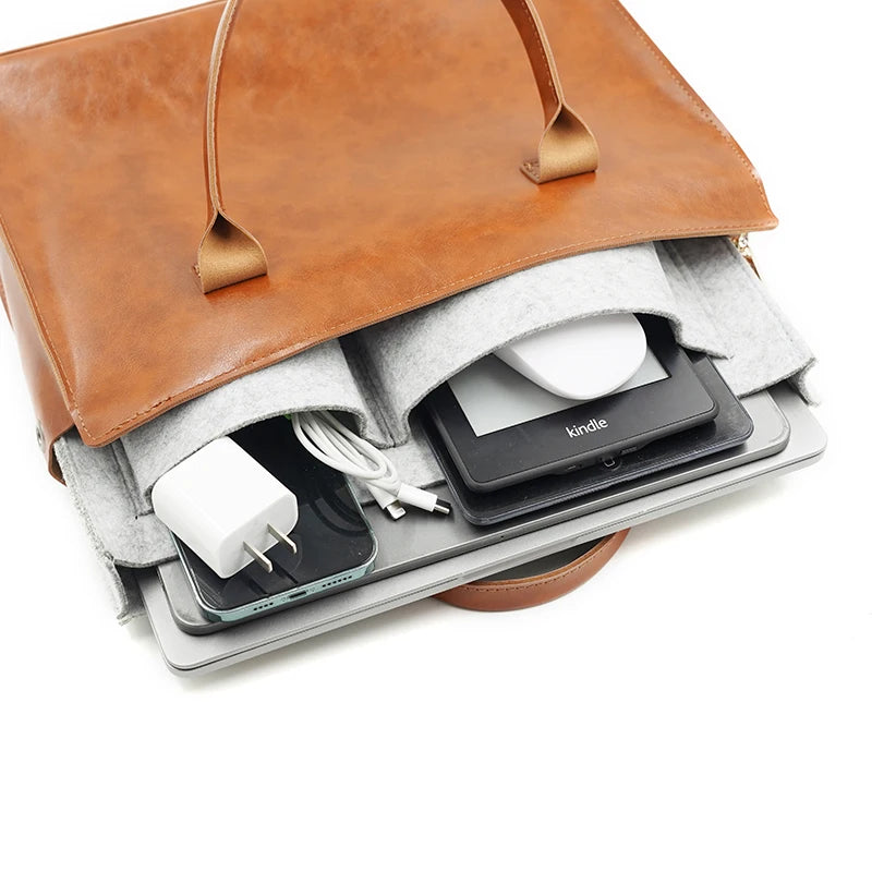 Lederen Laptop Handtas voor 13-16 Inch Laptops - Stijlvol en Ruim 3