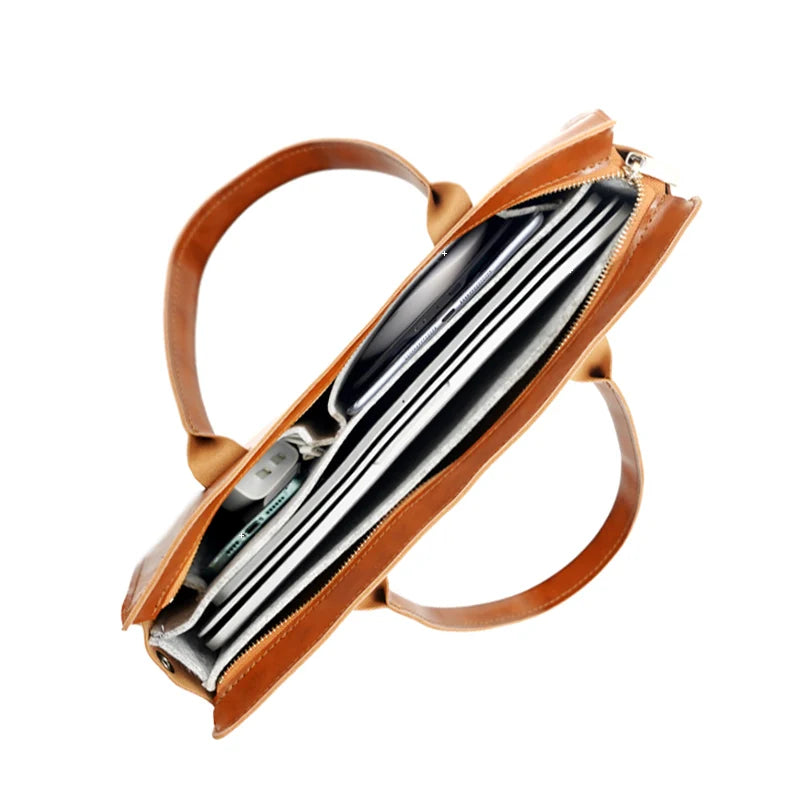 Lederen Laptop Handtas voor 13-16 Inch Laptops - Stijlvol en Ruim 4