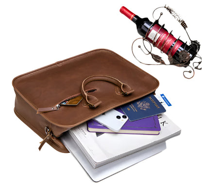 Leren Laptoptas Heren - Waterdichte Vintage Schoolrugtas 17 Inch 4