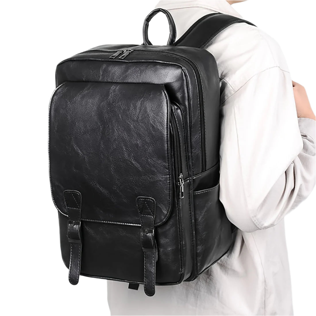 Leren Rugzak Heren - Waterdichte Laptop Rugzak met Grote Capaciteit 2